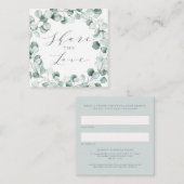 Dusty Blue Eucalyptus Wreataandeel in de liefde Aanbevelingskaartje (Voorkant / Achterkant)