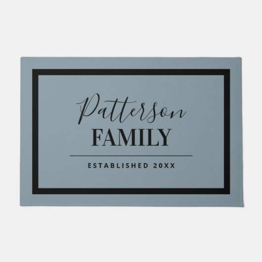 Dusty Blue Family-monogram Deurmat (Voorkant)