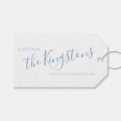 Dusty Blue Family Name Script Gift Labels Cadeaulabel (Voorkant (Horizontaal))