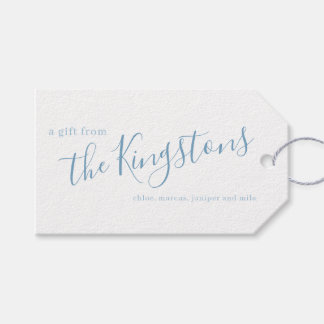 Dusty Blue Family Name Script Gift Labels Cadeaulabel