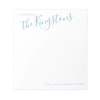 Dusty Blue Family Name Script Notitieblok