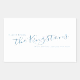 Dusty Blue Family Name Script Retangular Sticker