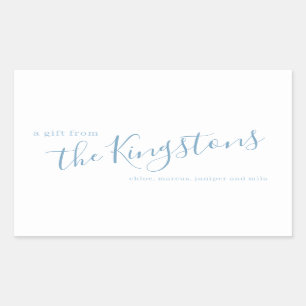 Dusty Blue Family Name Script Retangular Sticker