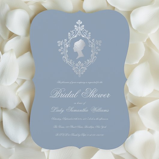  Dusty Blue Faux Silver Crest Vrijgezellenfeest Kaart