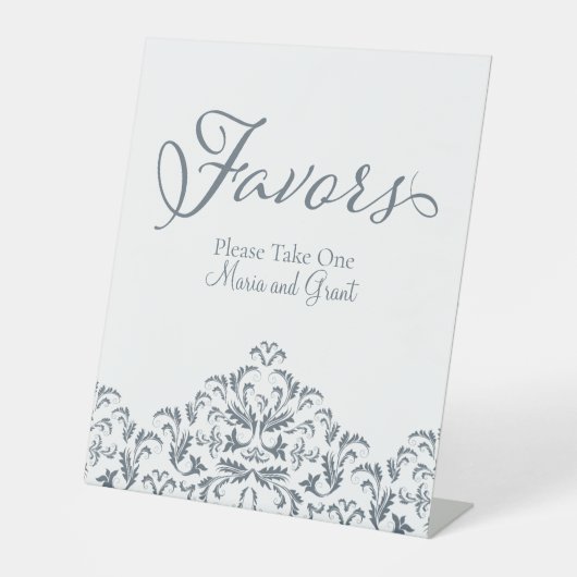 Dusty Blue Favor Calligraphy Simple  Reclamebord Met Voetstuk (Voorkant)