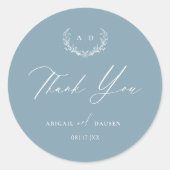 Dusty Blue Favoriet Sticker Wedding Bedankt Label (Voorkant)