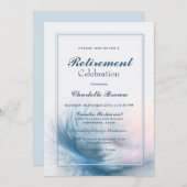 Dusty Blue Feather Retirement Celebration Kaart (Voorkant / Achterkant)