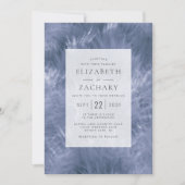 Dusty Blue Feathery Elegance Bruiloft Kaart (Voorkant)