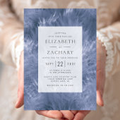 Dusty Blue Feathery Elegance Bruiloft Kaart