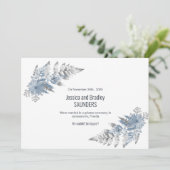 Dusty Blue Fern Leaf Wedding Announding Aankondiging (Staand voorkant)