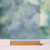 Dusty Blue Fine Art Acrylic Wedding Menu Sign Acryl Bord (Neutraal)
