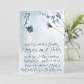 Dusty Blue Fine Art Calligraphy Style Wedding Kaart (Staand voorkant)
