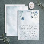 Dusty Blue Fine Art Calligraphy Style Wedding Kaart