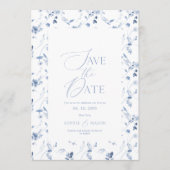 Dusty Blue Fine Art Floral Save the Date Card Kaart (Voorkant)