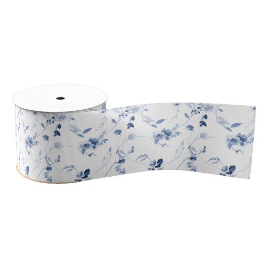 Dusty Blue Fine Art Floral Wedding Grosgrain Lint (Spoel)