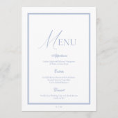 Dusty Blue Fine Art Floral Wedding Menu Card Kaart (Voorkant)