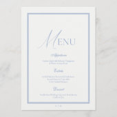 Dusty Blue Fine Art Floral Wedding Menu Card Kaart (Voorkant)
