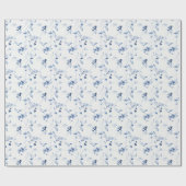 Dusty Blue Fine Art Floral Wedding Wrapping Paper Cadeaupapier (Vlak)