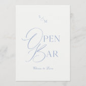 Dusty Blue Fine Art Open Bar Sign with Calligraphy Kaart (Voorkant)