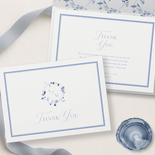 Dusty Blue Fine Art Thank You Note Bedankkaart