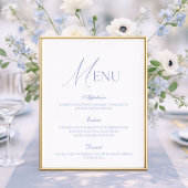 Dusty Blue Fine Art Wedding Menu Card