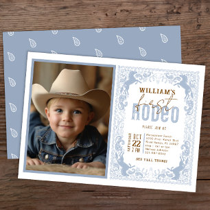 Dusty Blue First Rodeo Fotouitnodiging – Western Kaart