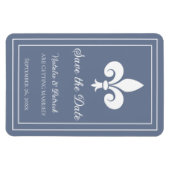 Dusty Blue Fleur de Lis Save the Date Magnet Magneet (Horizontaal)