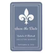 Dusty Blue Fleur de Lis Save the Date Magnet Magneet (Verticaal)