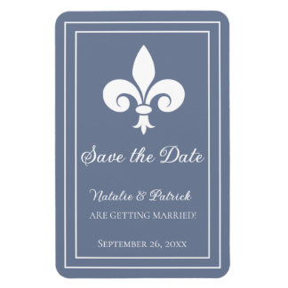 Dusty Blue Fleur de Lis Save the Date Magnet Magneet