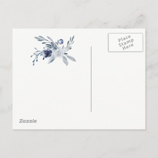 dusty blue flora | behalve de datum aankondigingskaart (Achterkant)