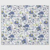 dusty blue flora patroon cadeaupapier (Vlak)
