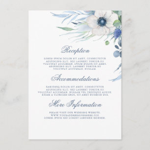 Dusty Blue Flora Trouwinformatie Gast Informatiekaartje