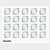 Dusty Blue Floral 100th Birthday Favoriet Vierkante Sticker (Vel)
