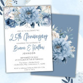 Dusty Blue Floral 25e bruiloft Jubileum Kaart