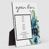 Dusty Blue Floral 2 Bar Sign Easel Fotoplaat (Zijkant)