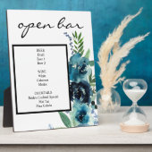Dusty Blue Floral 2 Bar Sign Easel Fotoplaat (Zijkant)