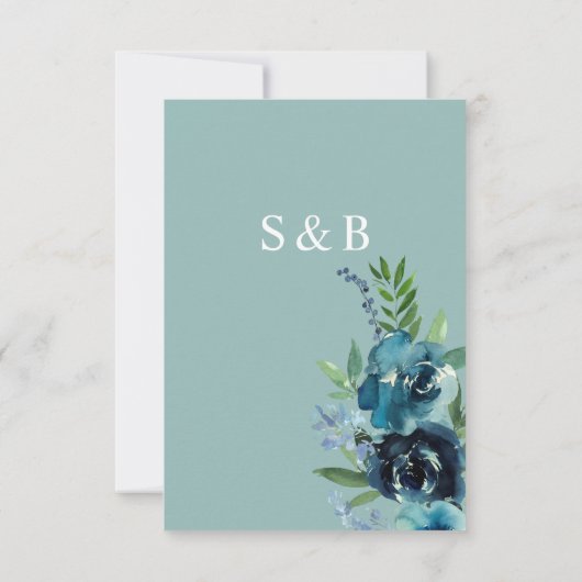 Dusty Blue Floral 2, behalve datum V2 Save The Date (Achterkant)