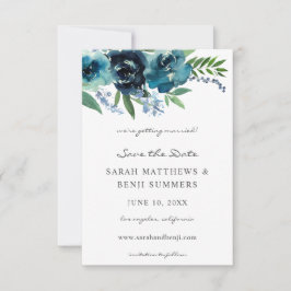 Dusty Blue Floral 2, behalve datum V2 Save The Date