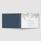Dusty Blue Floral 2 Gold Wedding Gastenboek (Volledig)