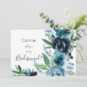 Dusty Blue Floral 2 Kaart (Staand voorkant)