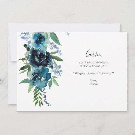 Dusty Blue Floral 2 Kaart (Achterkant)