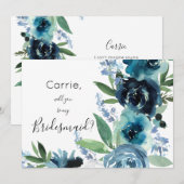 Dusty Blue Floral 2 Kaart (Voorkant / Achterkant)