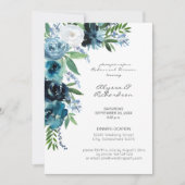 Dusty Blue Floral 2 Rehearsal Dinner Kaart (Voorkant)