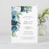 Dusty Blue Floral 2 Rehearsal Dinner Kaart (Staand voorkant)