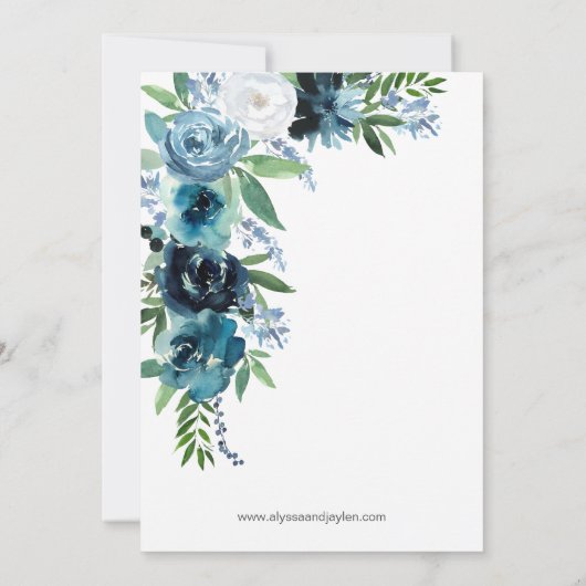 Dusty Blue Floral 2 Rehearsal Dinner Kaart (Achterkant)