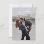 Dusty Blue Floral 2 & uw foto Save The Date (Achterkant)