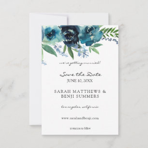 Dusty Blue Floral 2 & uw foto Save The Date