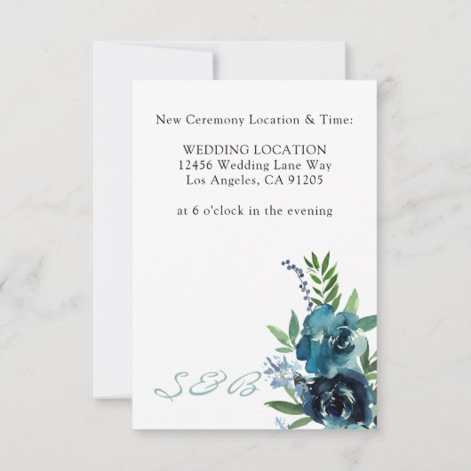 Dusty Blue Floral 2 Verander de datum Save The Date (Achterkant)