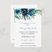 Dusty Blue Floral 2 Verander de datum Save The Date (Voorkant / Achterkant)