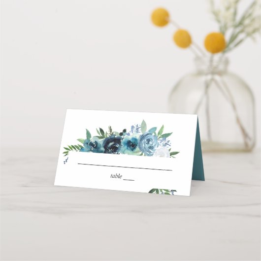 Dusty Blue Floral 2 versie 2 Plaatskaartje (Voorkant)